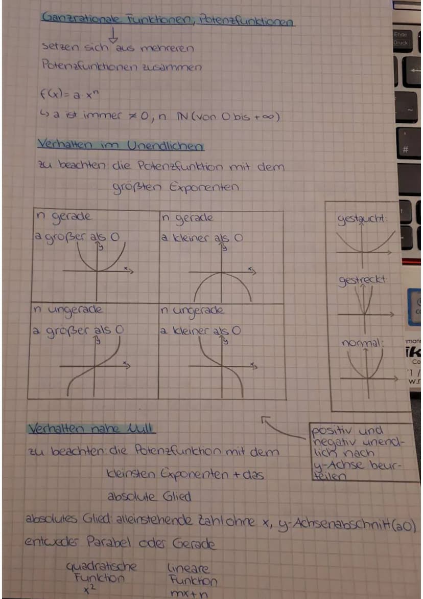 Lernzettel Mathe
Funktionen
Stelle = x-Wert
Wert=y-Wert
Definitionsmenge.
Definieren und Einordnen der x-Werte
→> ¹Dx = { x € R/X }
-wenn x 