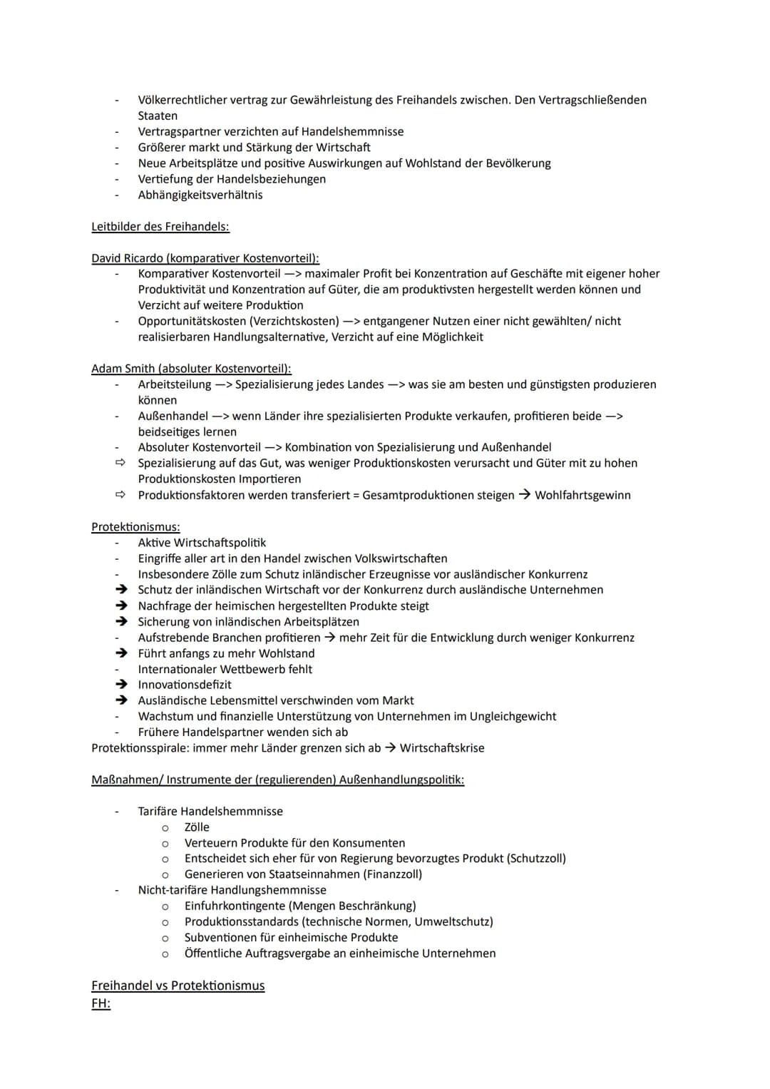 Semester 4
1. Außenhandelspolitik und Handelsregime
Leitbilder der europäischen Außenhandelspolitik (Freihandel und Protektionismus)
Nationa