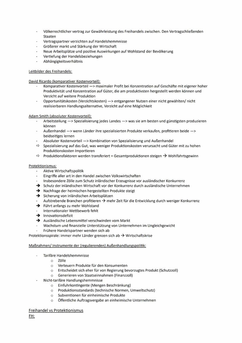 Semester 4
1. Außenhandelspolitik und Handelsregime
Leitbilder der europäischen Außenhandelspolitik (Freihandel und Protektionismus)
Nationa