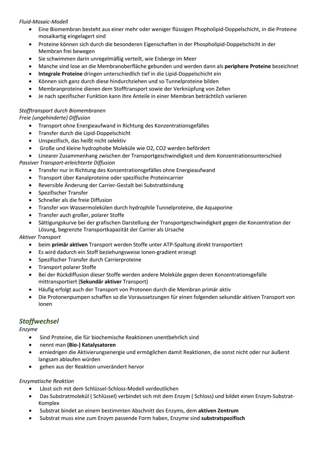 Bau- und Inhaltsstoffe der Zelle
Proteine
Funktion
Katalyse chemischer Reaktionen
Bewegung (z. B. Aktin- und Myosinfilamente im Muskel)
Gerü