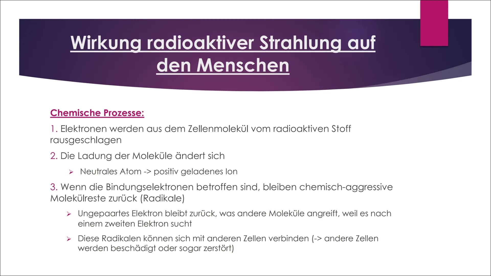 Radioaktive
Strahlung
AUSWIRKUNGEN AUF MENSCHEN, TIERE UND
PFLANZEN Inhaltsverzeichnis
Was sind radioaktive Strahlungen?
Welche Strahlungsar