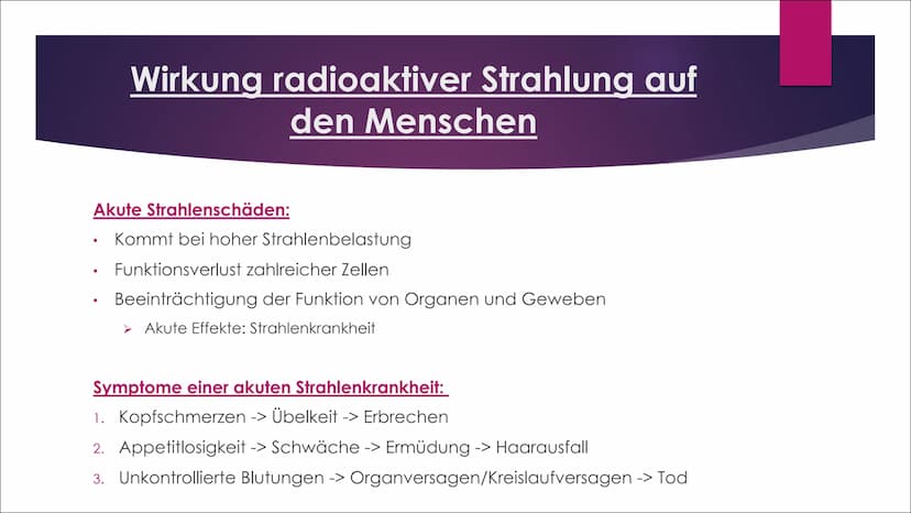 Radioaktive
Strahlung
AUSWIRKUNGEN AUF MENSCHEN, TIERE UND
PFLANZEN Inhaltsverzeichnis
Was sind radioaktive Strahlungen?
Welche Strahlungsar