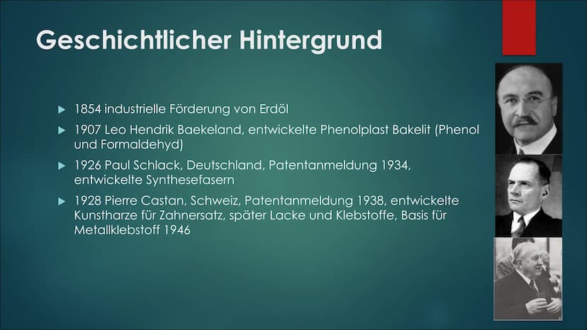 Epoxidharz CH3
VON JULIA TERLINDE
YIUR
O Inhalt
Geschichtlicher Hintergrund
▶ Formeln und Reaktionsgleichungen
▸ Eigenschaften
► Herstellung