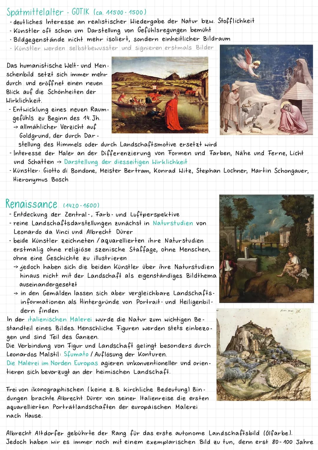 Kunstepochen der Landschaftsmalerei
Die Antike (900 v. Chr. - 500 n. Chr.)
- zentraler Aufruf „ Zurück zur Natur"
- Darstellung eines idylli