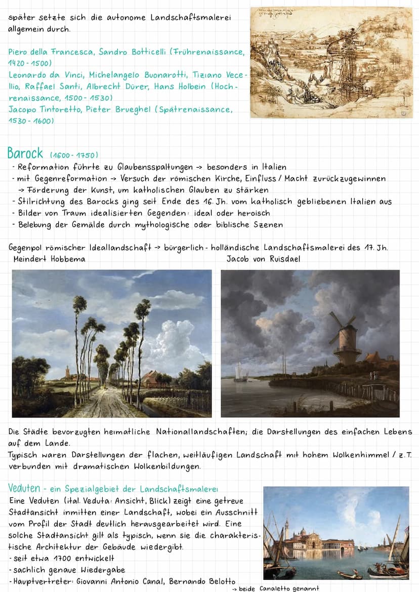 Kunstepochen der Landschaftsmalerei
Die Antike (900 v. Chr. - 500 n. Chr.)
- zentraler Aufruf „ Zurück zur Natur"
- Darstellung eines idylli