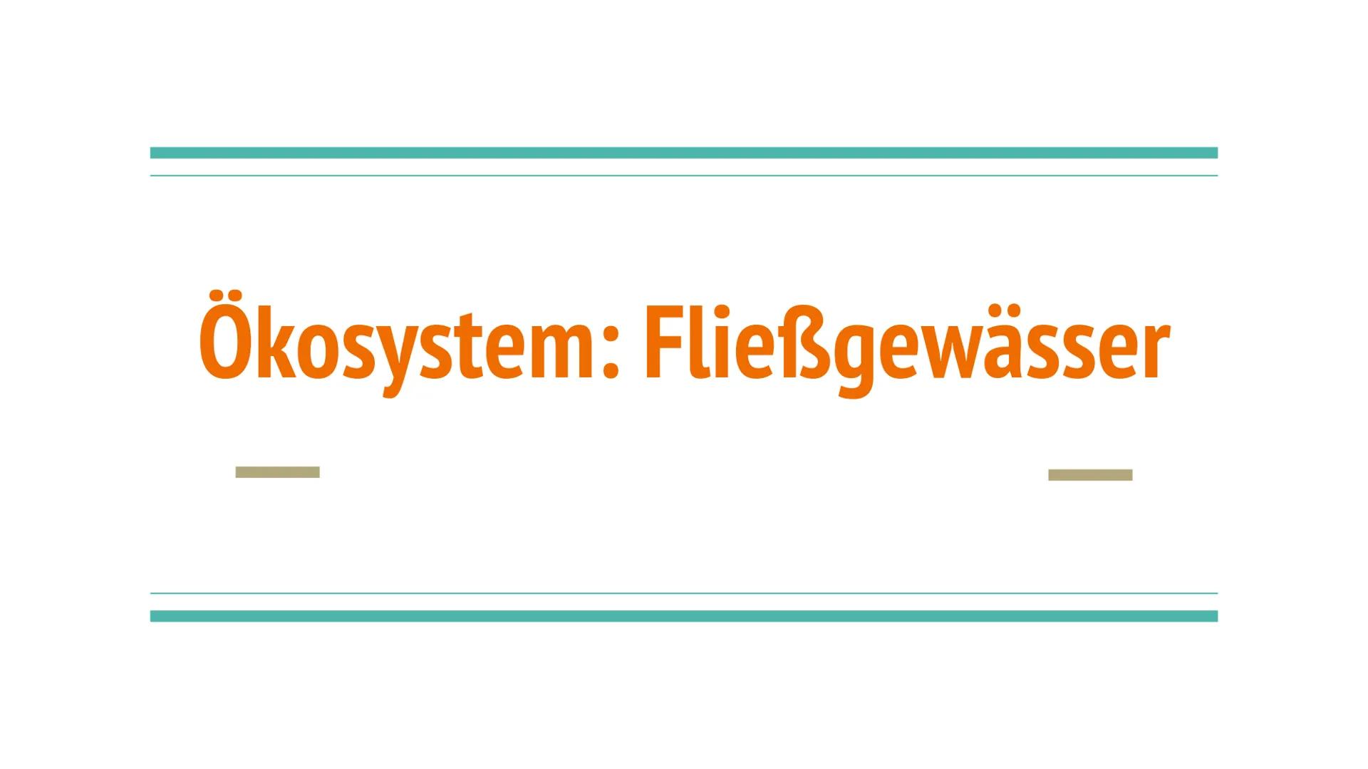 Ökosystem: Fließgewässer Inhaltsverzeichnis
●
Definition Fließgewässer
Aufbau von Fließgewässer
Die Gewässergüteklassen
Das Saprobienindex
•