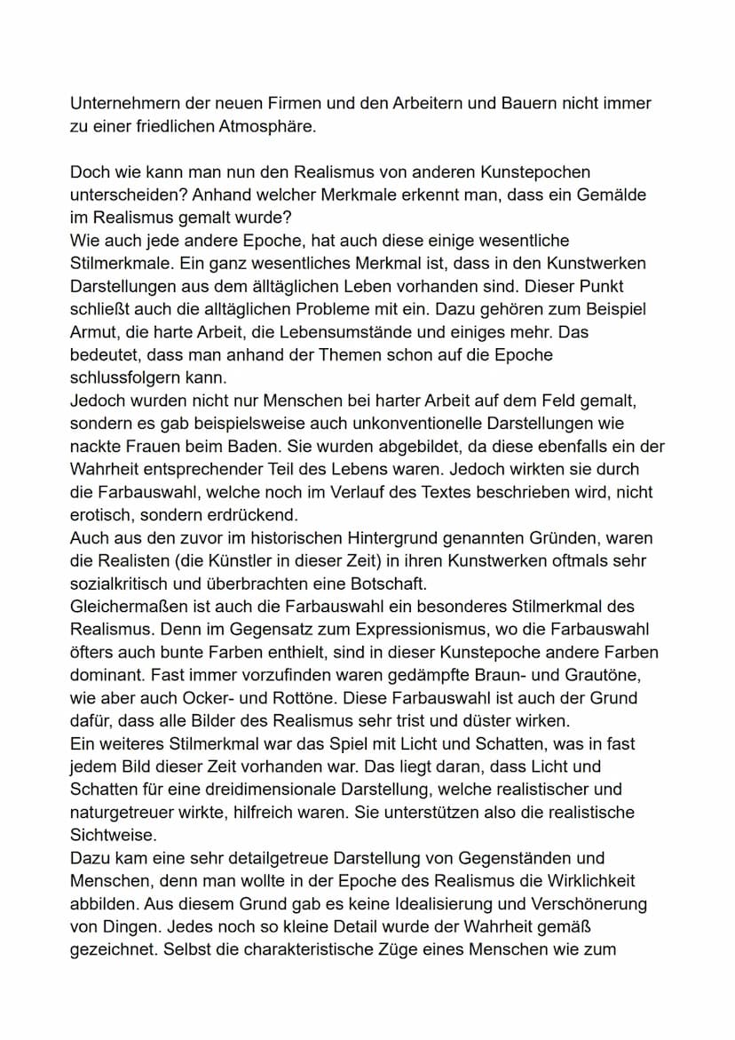 Realismus
Heutzutage lernen wir viele verschiedene Kunstepochen wie beispielsweise
die Renaissance, die Romantik oder auch den Expressionism