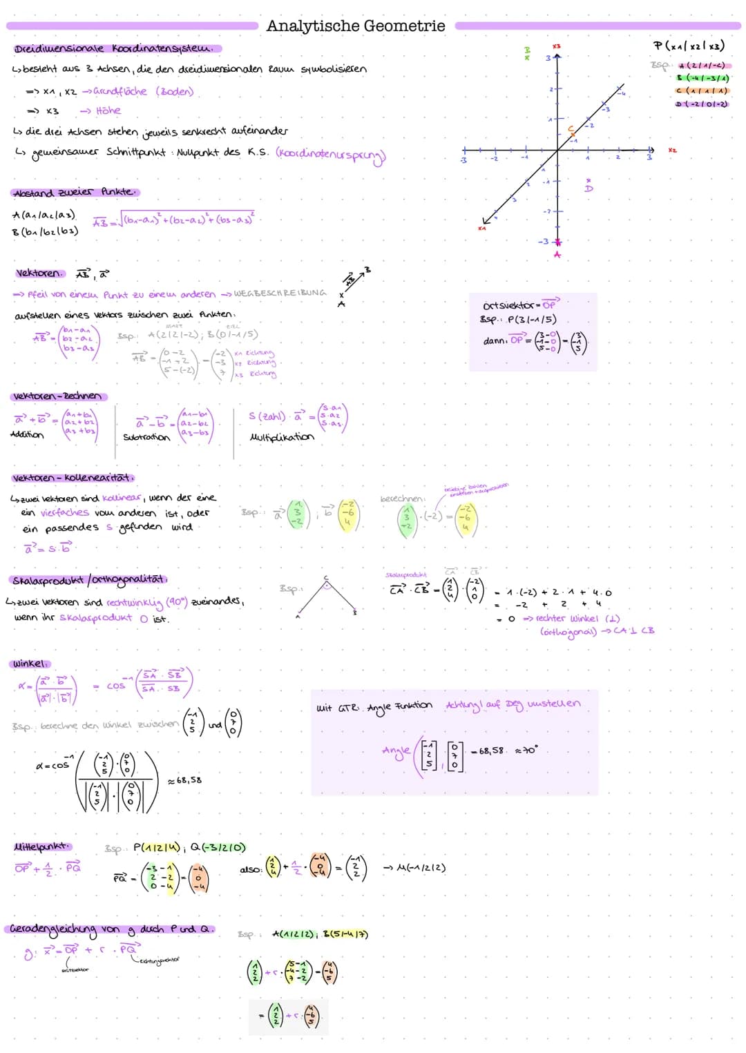 Dreidimensionale Koordinatensystem.
L> besteht aus 3 Achsen, die den dreidimensionalen Raumn symbolisieren
=> x₁, x2 > Grundfläche (Boden)
-