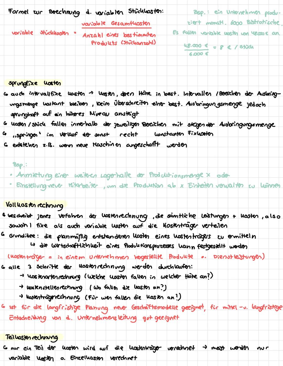 Break-even-Analyse
Fixkosten
to sind die Kosten innerhalb der Produktion, die unabhängig
Menge anfallen
von der produzierten
→ unabhängig vo