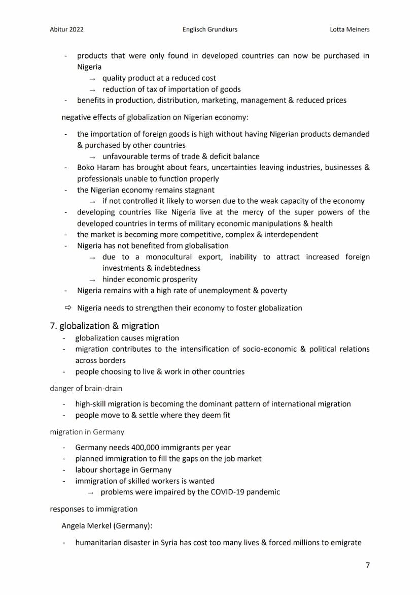 Abitur 2022
dimensions of globalization
economic dimension:
Englisch Grundkurs
Globalization
1. definitions of globalization
integration/con