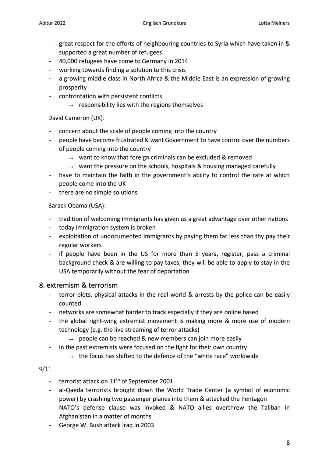 Abitur 2022
dimensions of globalization
economic dimension:
Englisch Grundkurs
Globalization
1. definitions of globalization
integration/con