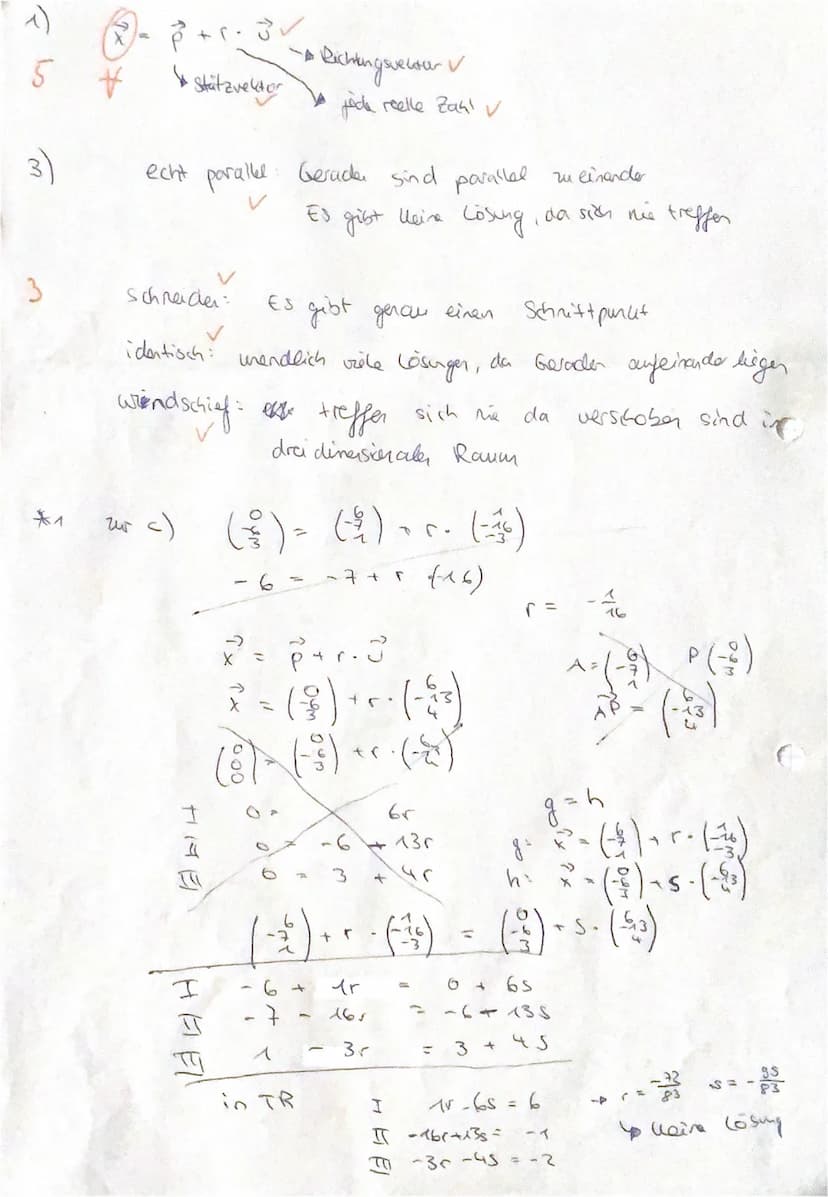 1. Gib die allgemeine Form der Geradengleichung einer Geraden im Raum an. Erläutere die Bedeutung der einzelnen
Bestandteile.
2. Gegeben sin