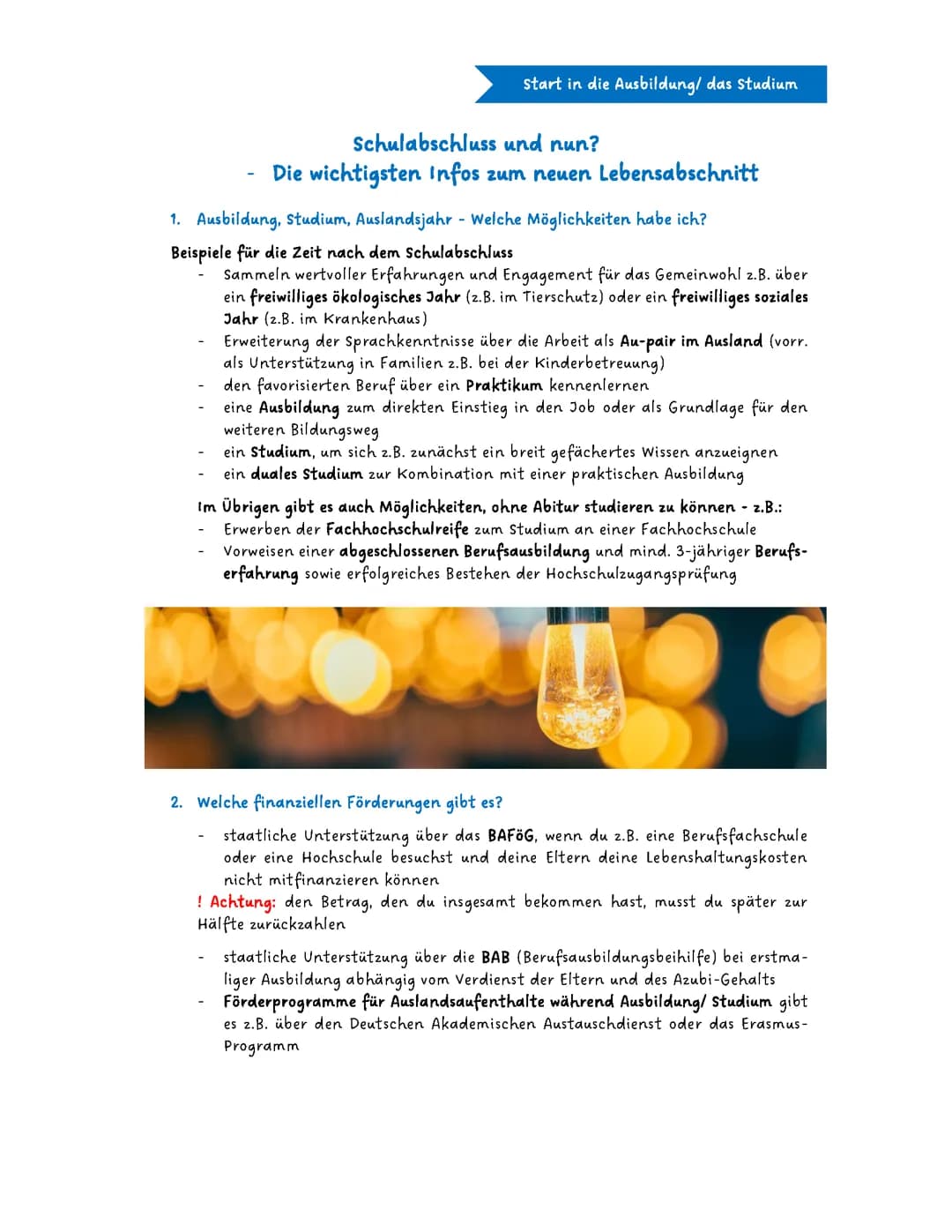 Schulabschluss und nun? - Die wichtigsten Infos zum neuen Lebensabschnitt