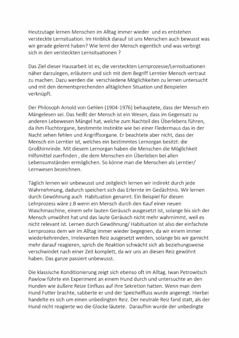 Lernen im Alltag und das Lerntier Mensch
Schriftliche Ausarbeitung zum Thema:
A
(((p))
NEUES
LERNEN
15
100 Heutzutage lernen Menschen im All