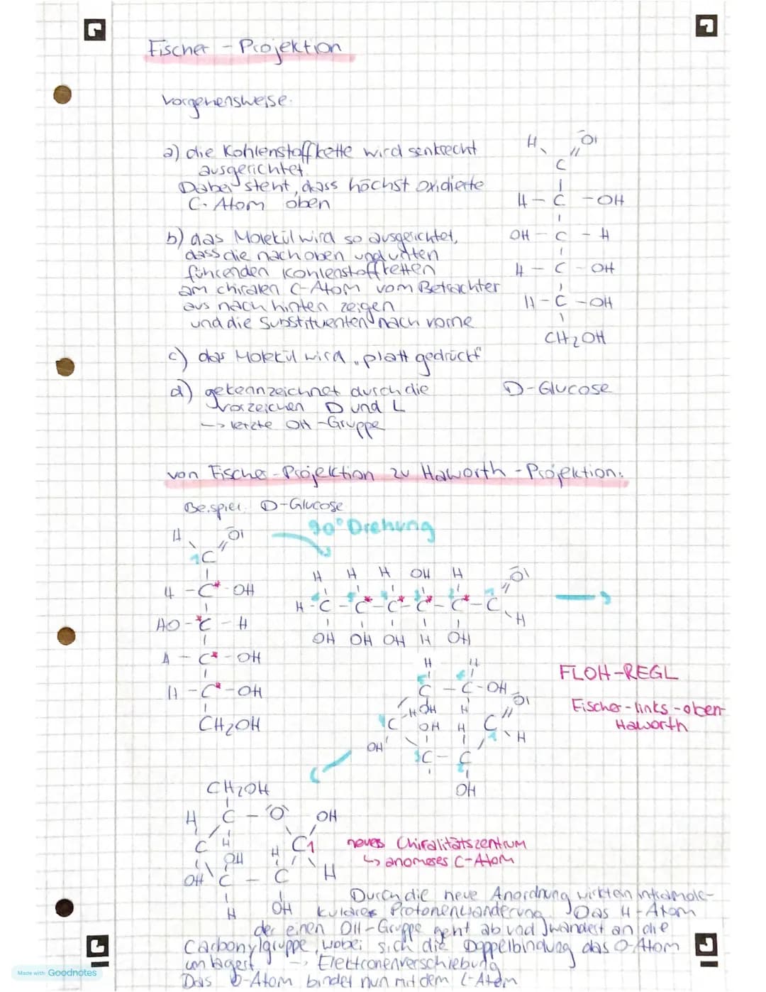 L
Made with Goodnotes
Kohlen
hydrate
& Peptide
- Monosaccharide
-Kohlenstoffatome mit Chiralitätszentren
-Fischer - Projection, Haworth - Pr