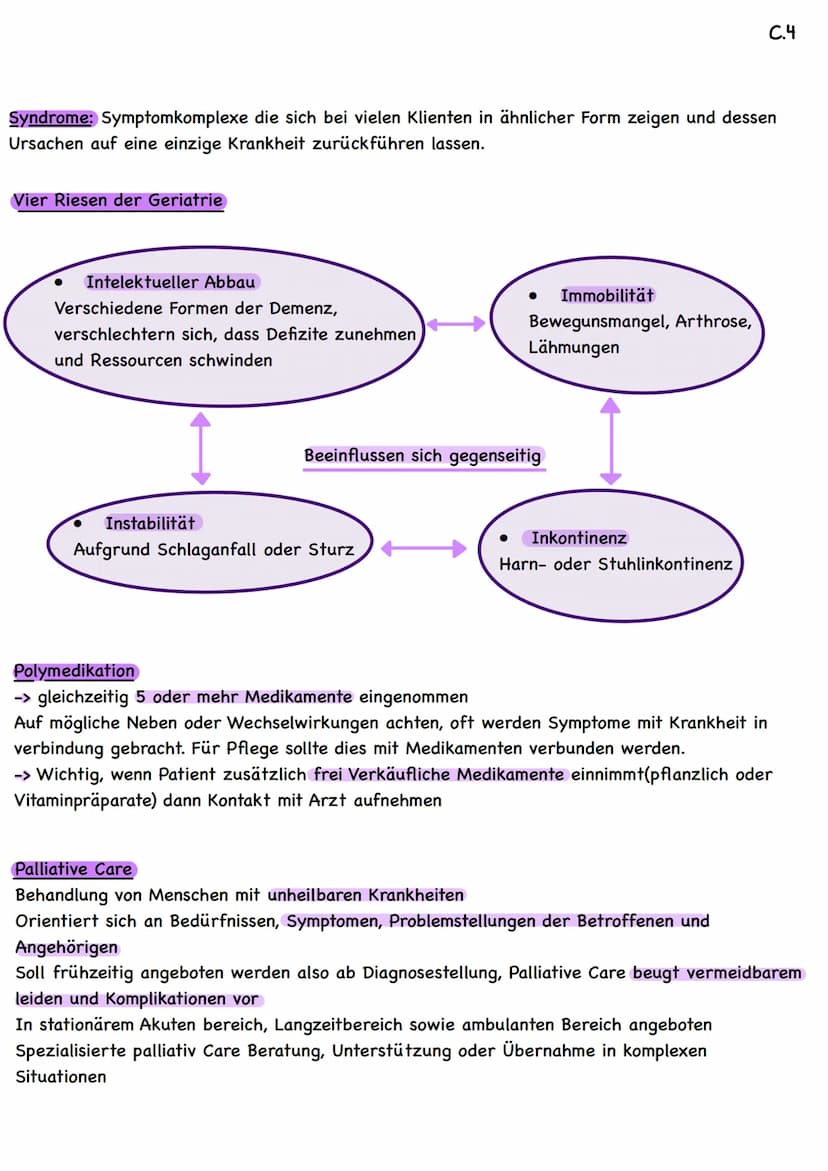Multimorbidität
Bedeutung für den Menschen
Chronisch krank = über längere Zeit, in der Regel länger als 4 Wochen, krank
Palliative Care = In
