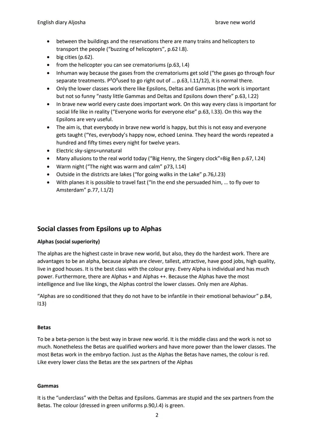 English diary Aljosha
Diary: Brave new World:
In the following pages there is my reading diary from chapter one to seven of the book "Brave 