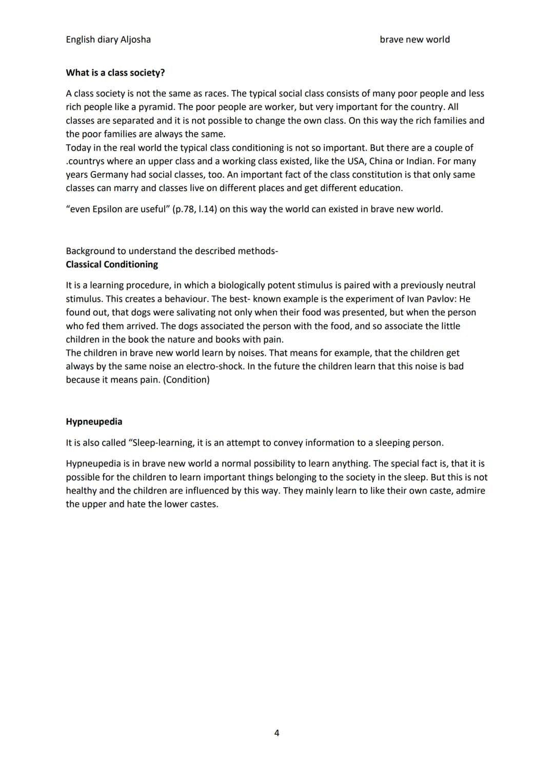 English diary Aljosha
Diary: Brave new World:
In the following pages there is my reading diary from chapter one to seven of the book "Brave 