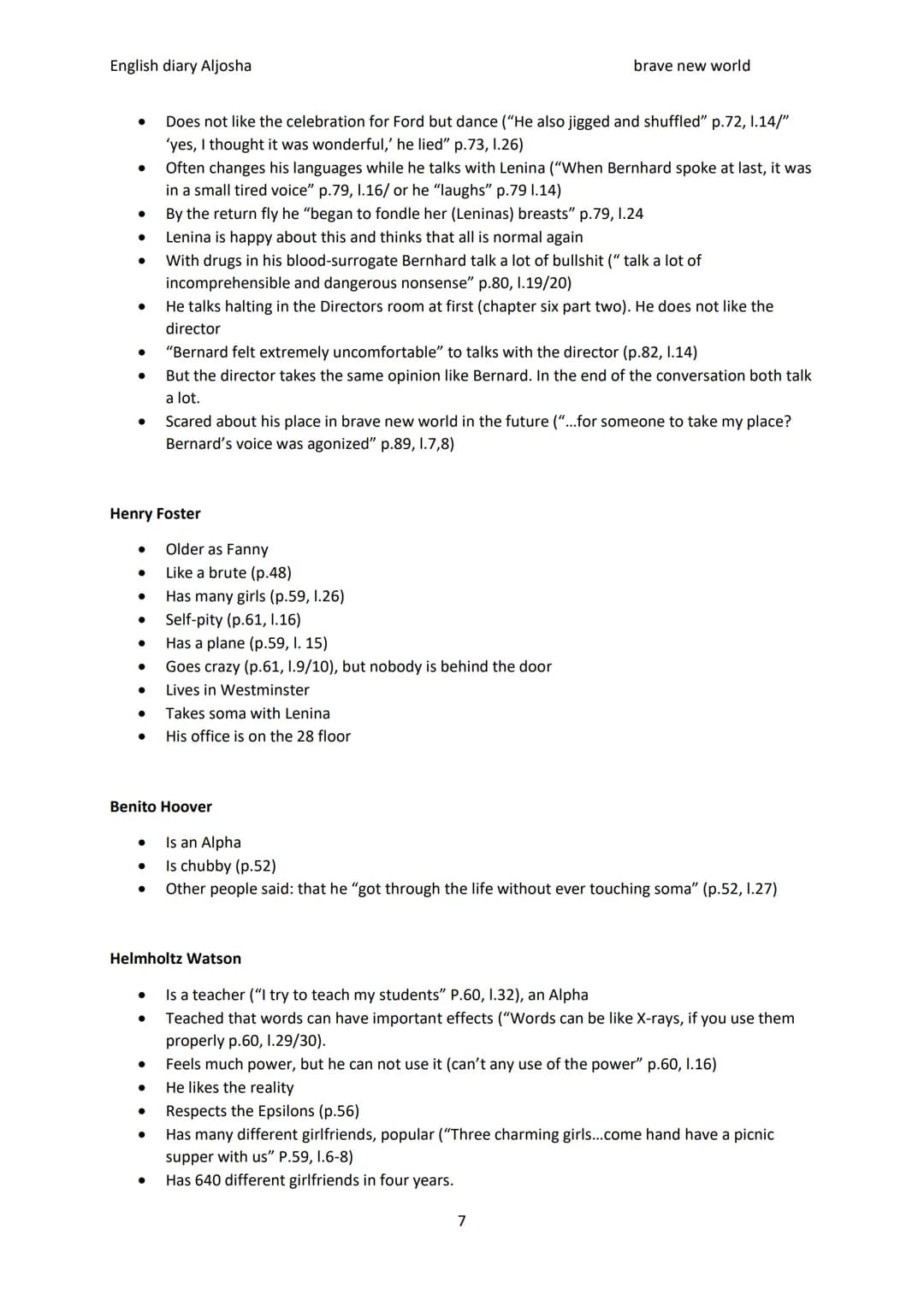 English diary Aljosha
Diary: Brave new World:
In the following pages there is my reading diary from chapter one to seven of the book "Brave 