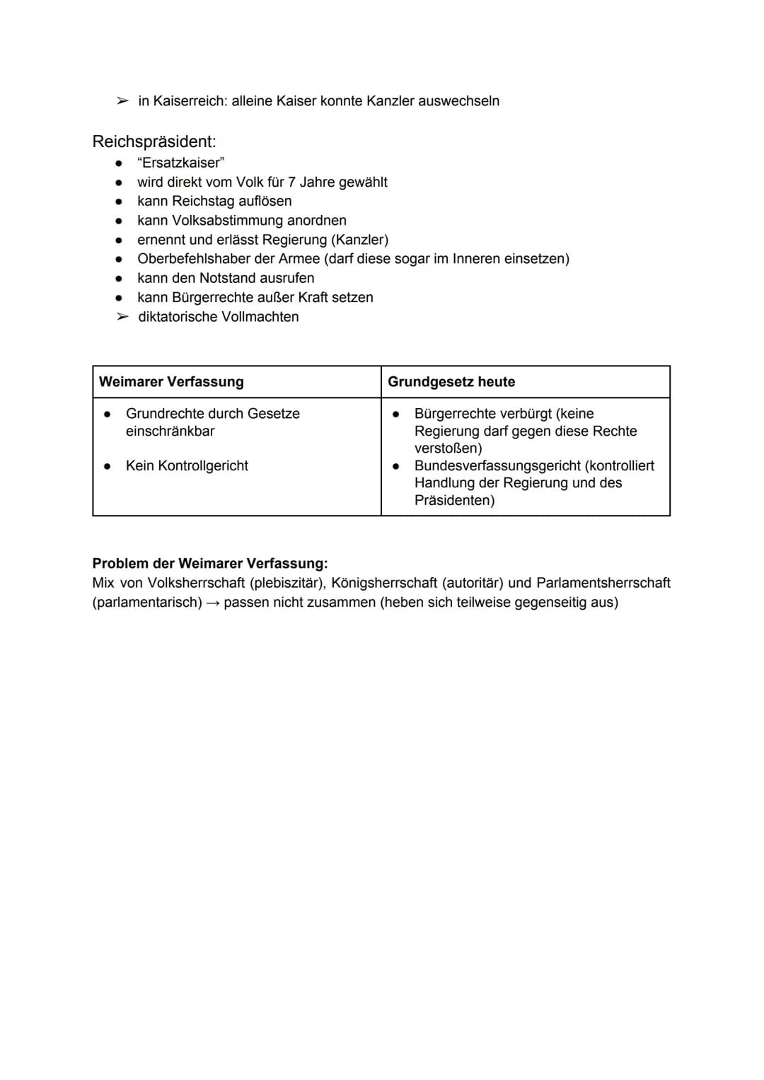 Geschichte GK
Erläutern Sie mit Bezug auf die Aufgaben 1 & 2, inwiefern die Weimarer
Verfassung den Kriterien einer modernen Demokratie ents
