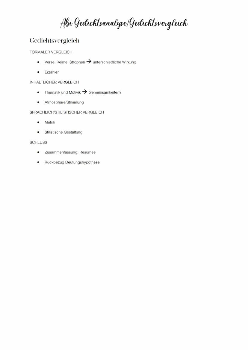 Gedichtsanalyse
EINLEITUNG
Abi Gedichtsanalyse/Gedichtsvergleich
Titel, Autor, Textsorte, Erscheinungsjahr
Epochenzuordnung
DEUTUNGSHYPOTHES