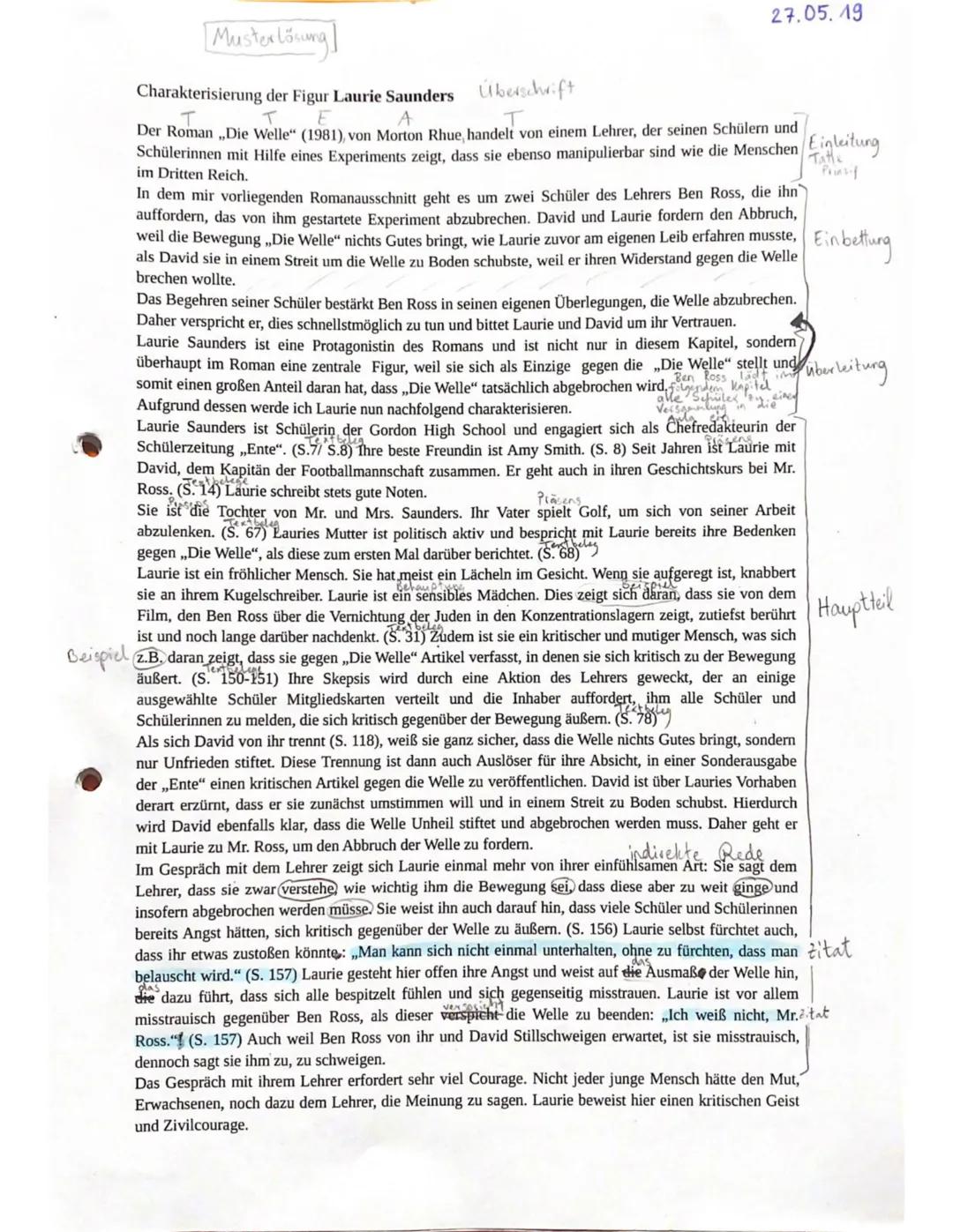 DIE WELLE
Ein Roman von Morton Rhue
David Collins
Laurie
Ben Ross
Saunders
Christy
Ross
Ein Lesetagebuch von Jill
Klasse 9B
Deutsch E-Kurs,
