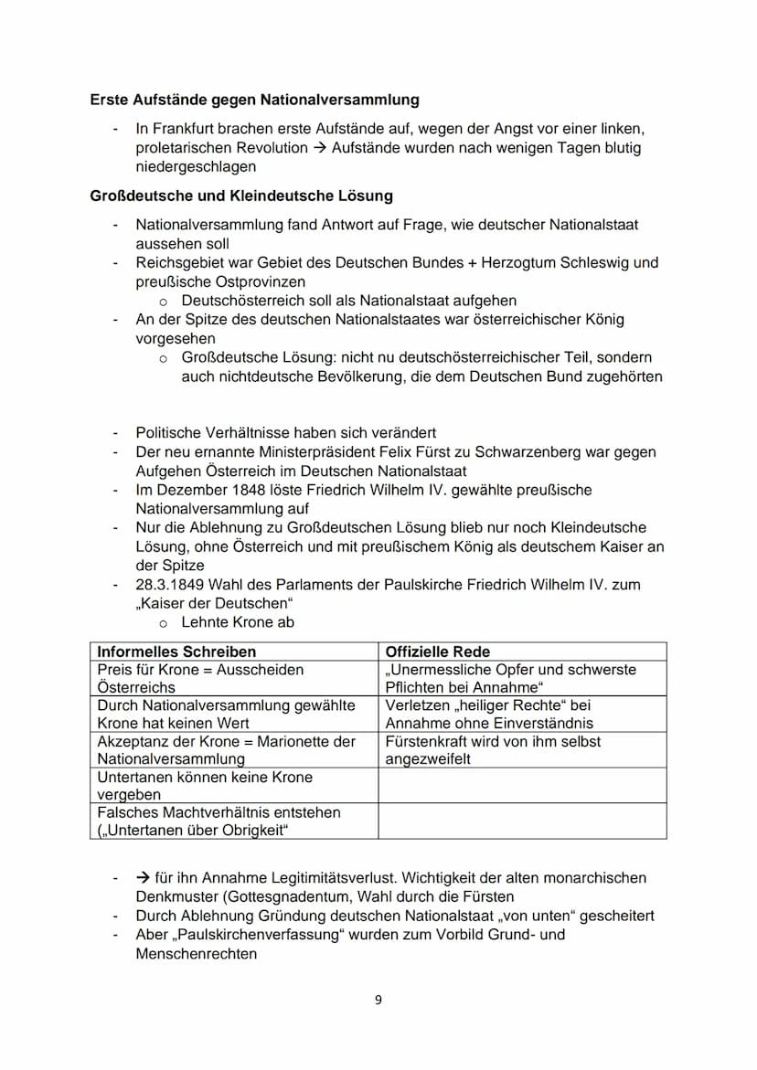 Geschichte Lernzettel
Nationalstaat, deutsche Identität im 19.- 20. Jahrhundert → „die deutsche
Frage"
-
Anfänge der nationalen Bewegungen n