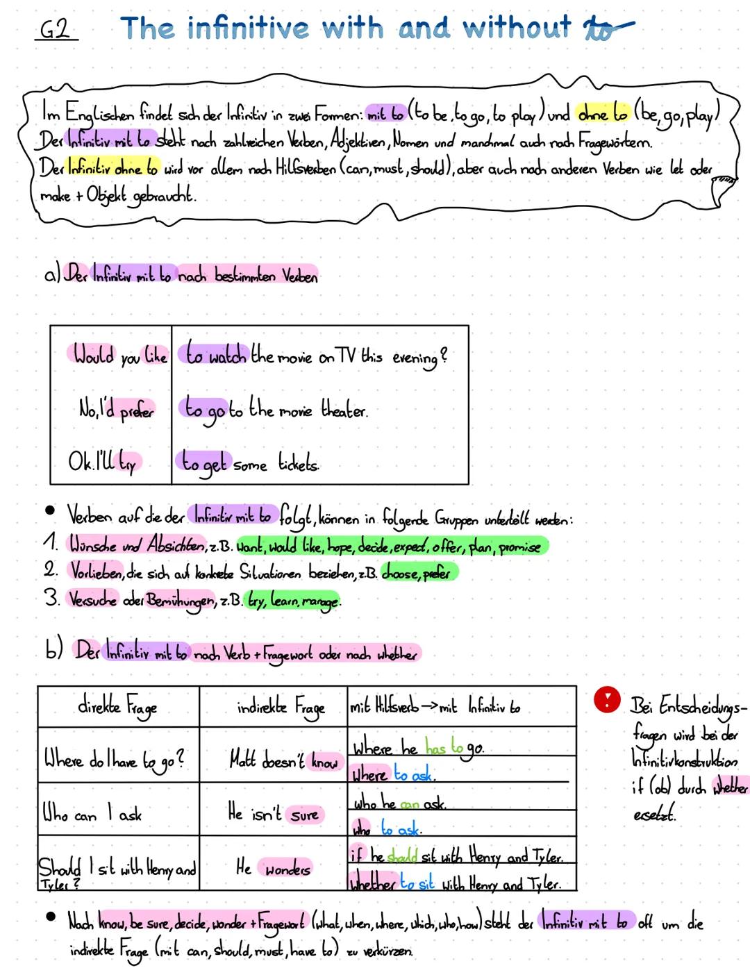 the gerand
Das gerund (verb +-ing) ist eine Verbform, die es im Deutschen
nicht gibt.
Im Satz kann es verschiedene Funktionen haben.
Es wird