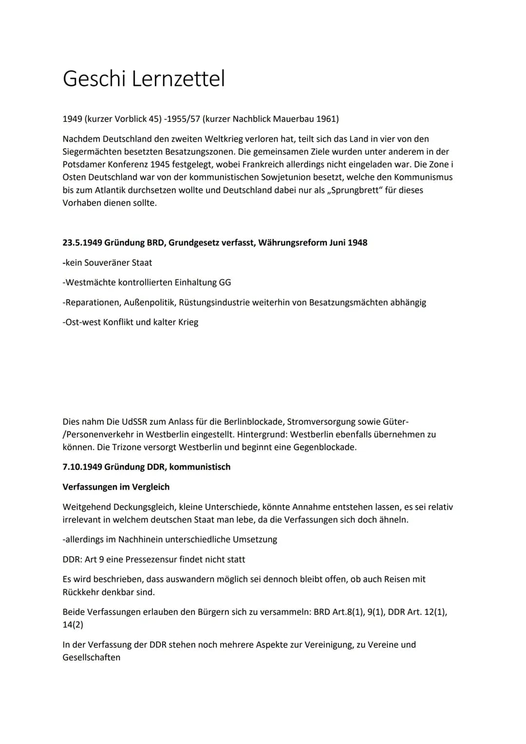 1949 -1955/57 geschichtliche Ereignisse in Deutschland