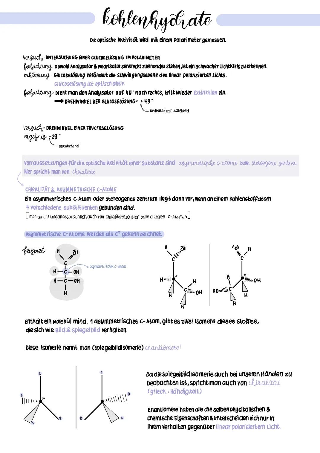 optische Aktivität von Kohlenhydraten 
