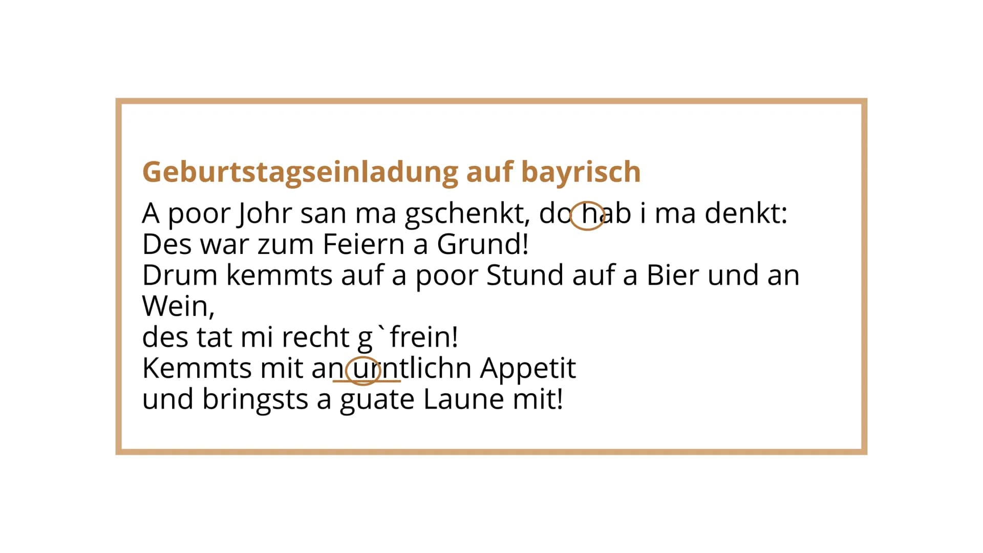 Deutsche Dialekte Was bedeutet Dialekt?
„Dialekte, auch Mundarten genannt, sind Varietäten der
deutschen Sprache, die nur in bestimmten Regi
