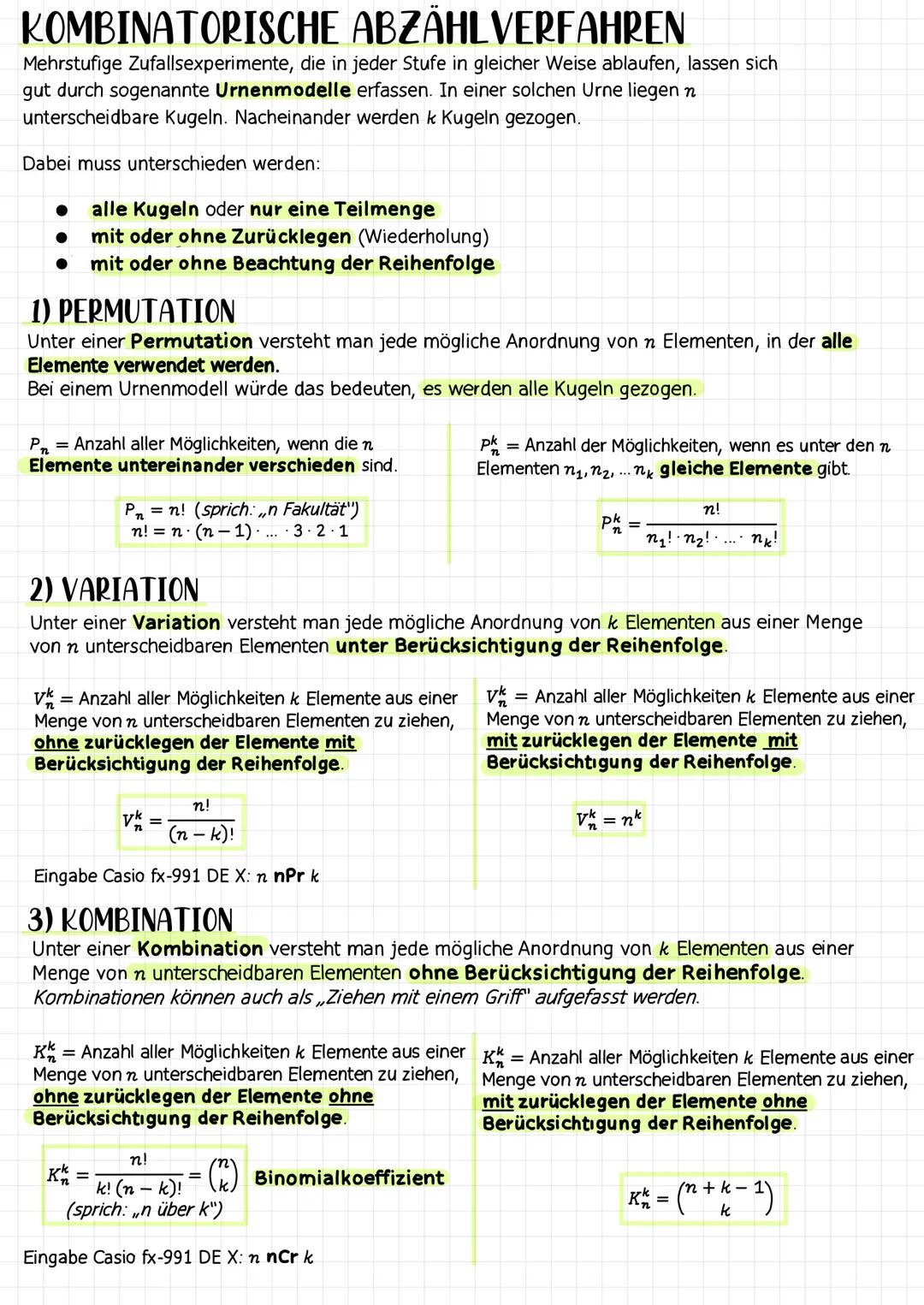 Kombinatorische Abzählverfahren (Stochastik)