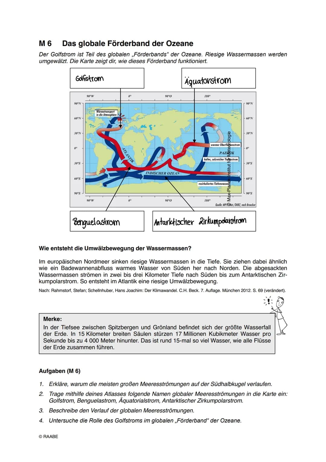 M 6 Das globale Förderband der Ozeane
Der Golfstrom ist Teil des globalen „Förderbands" der Ozeane. Riesige Wassermassen werden
umgewälzt. D