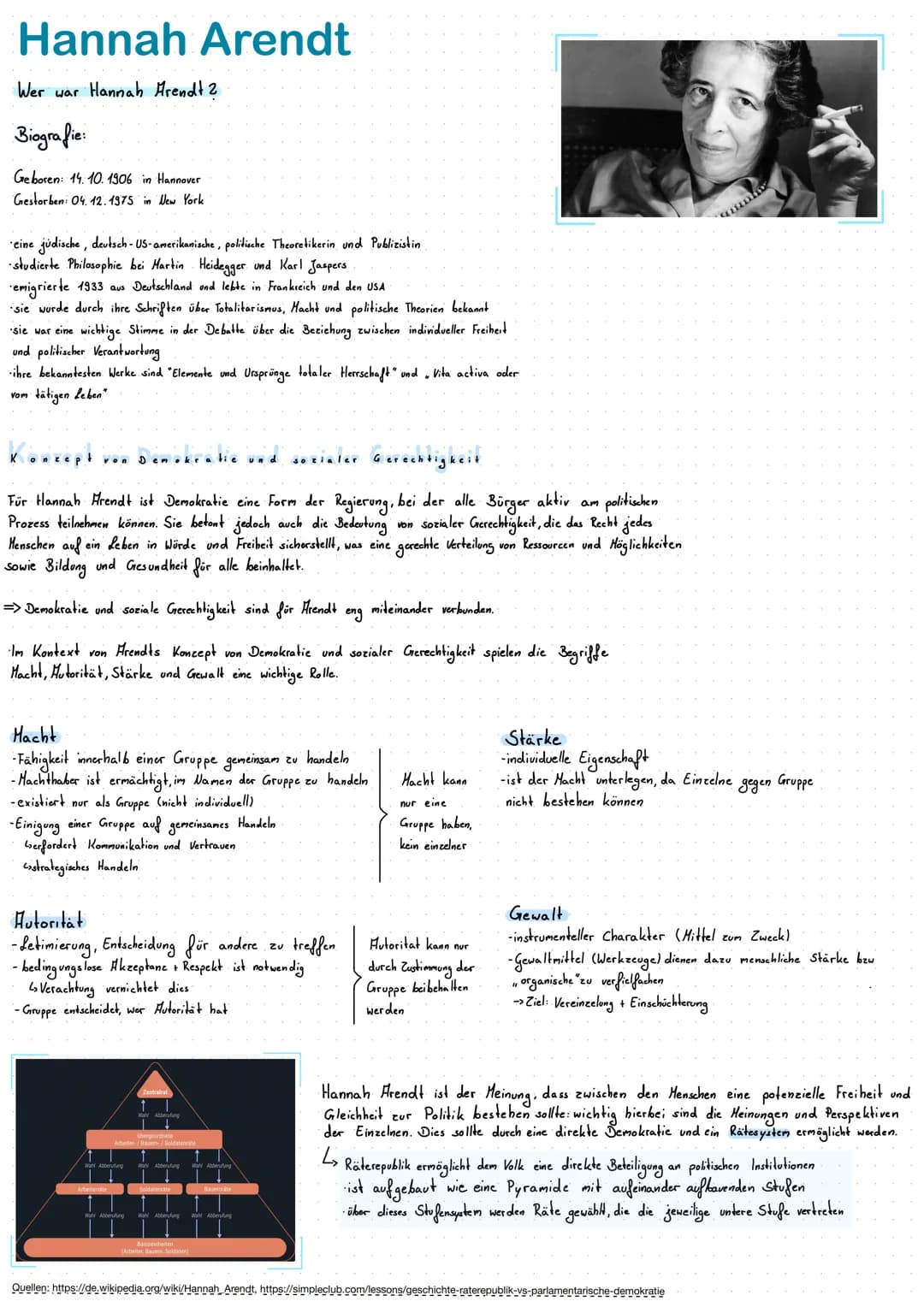 Hannah Arendt
Wer war Hannah Arendt 2
Biografie:
Geboren: 14. 10. 1906 in Hannover
Gestorben: 04.12.1975 in New York
eine jüdische, deutsch-