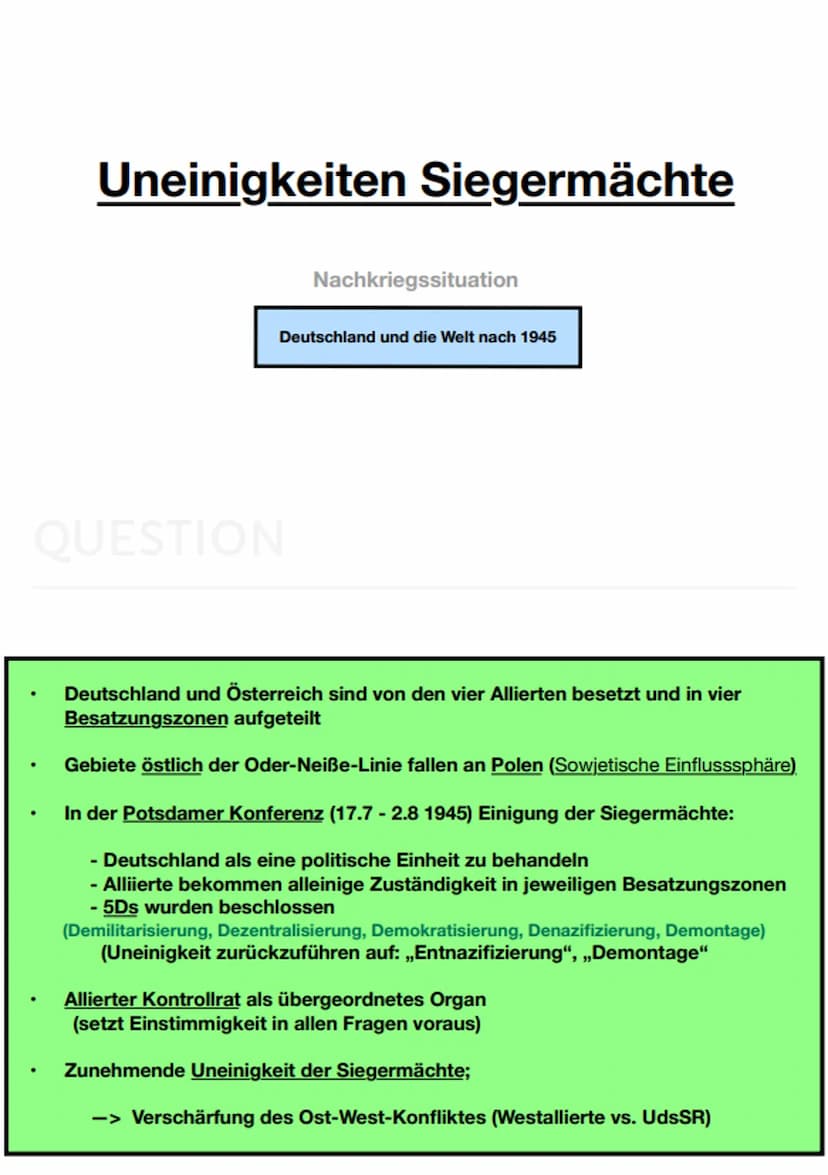  QUESTION
1939-45
Wissen zum 2. Weltkrieg
.
8.Mai 1945 Kapitulation Deutschland ggü. dem Westen (Alliierten)
9. Mai 1945 Kapitulation Deutsc