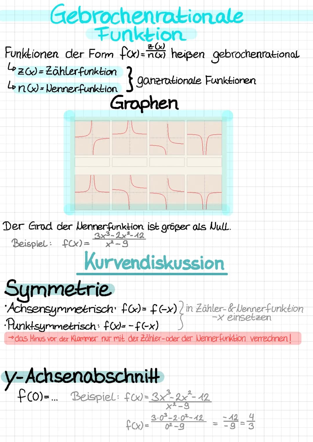 Gebrochenrationale Funktionen - Kurvendiskussion 