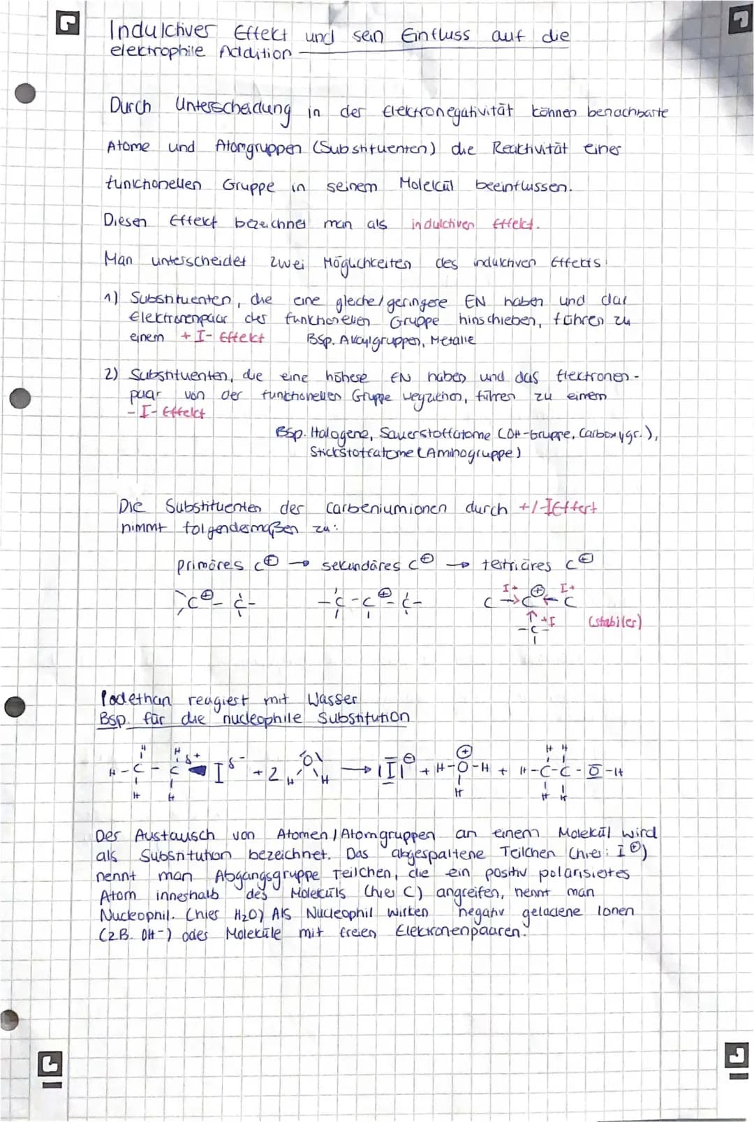 Induktiver Effekt und nucleophile Substitution
