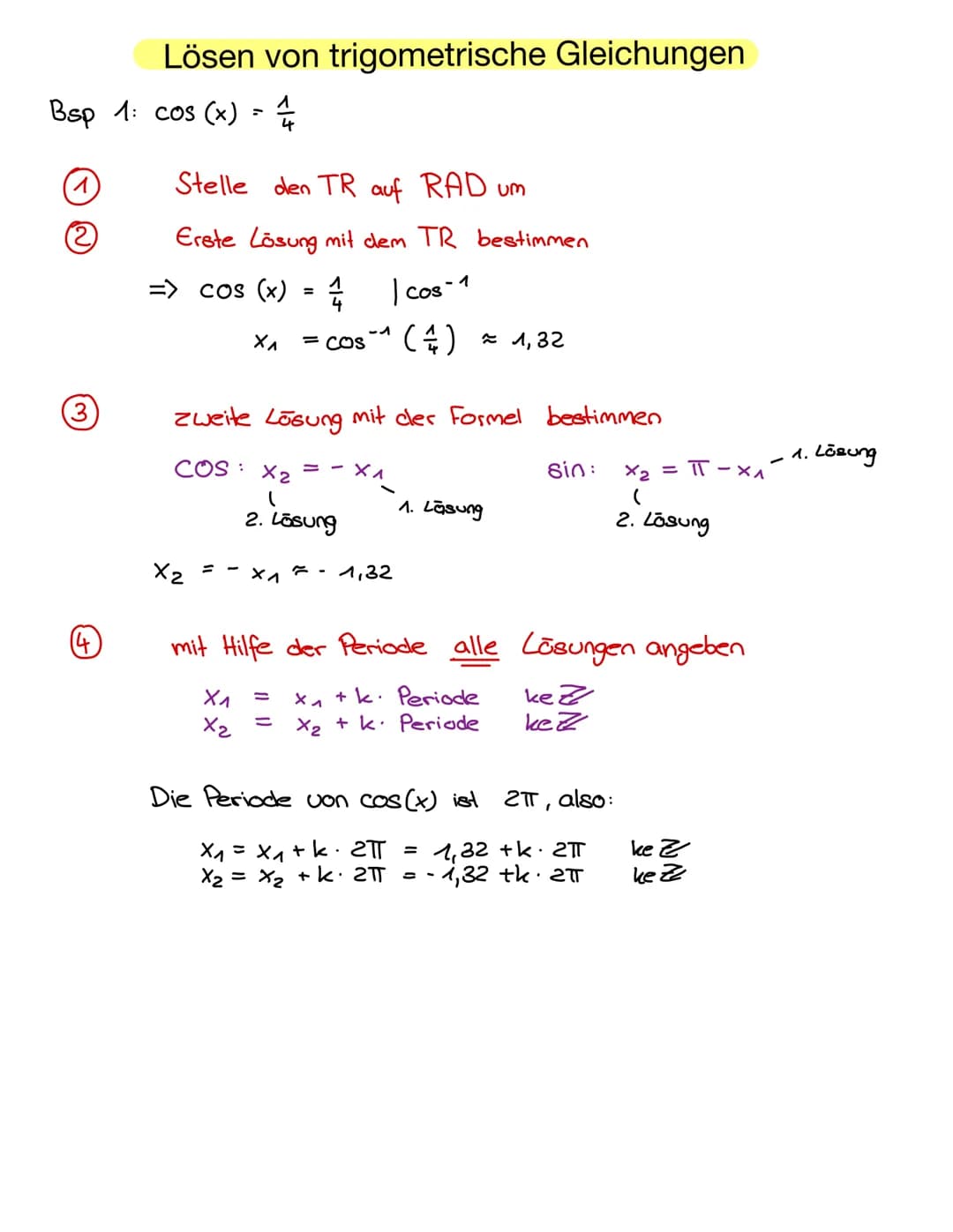 1.
2
Beispiel:
f(x) - 3 cos (2(x-4) + 6
11 "(
> Amplitude. 3; Spiegelt an x- Achse
> 2 streckt in
Richtung. Periode
> Fkt. Um 4 nach rechts 