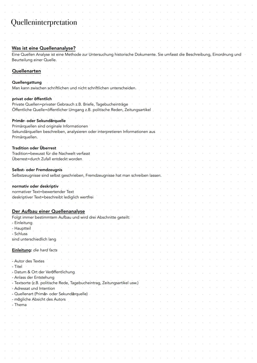 Quelleninterpretation
Was ist eine Quellenanalyse?
Eine Quellen Analyse ist eine Methode zur Untersuchung historische Dokumente. Sie umfasst