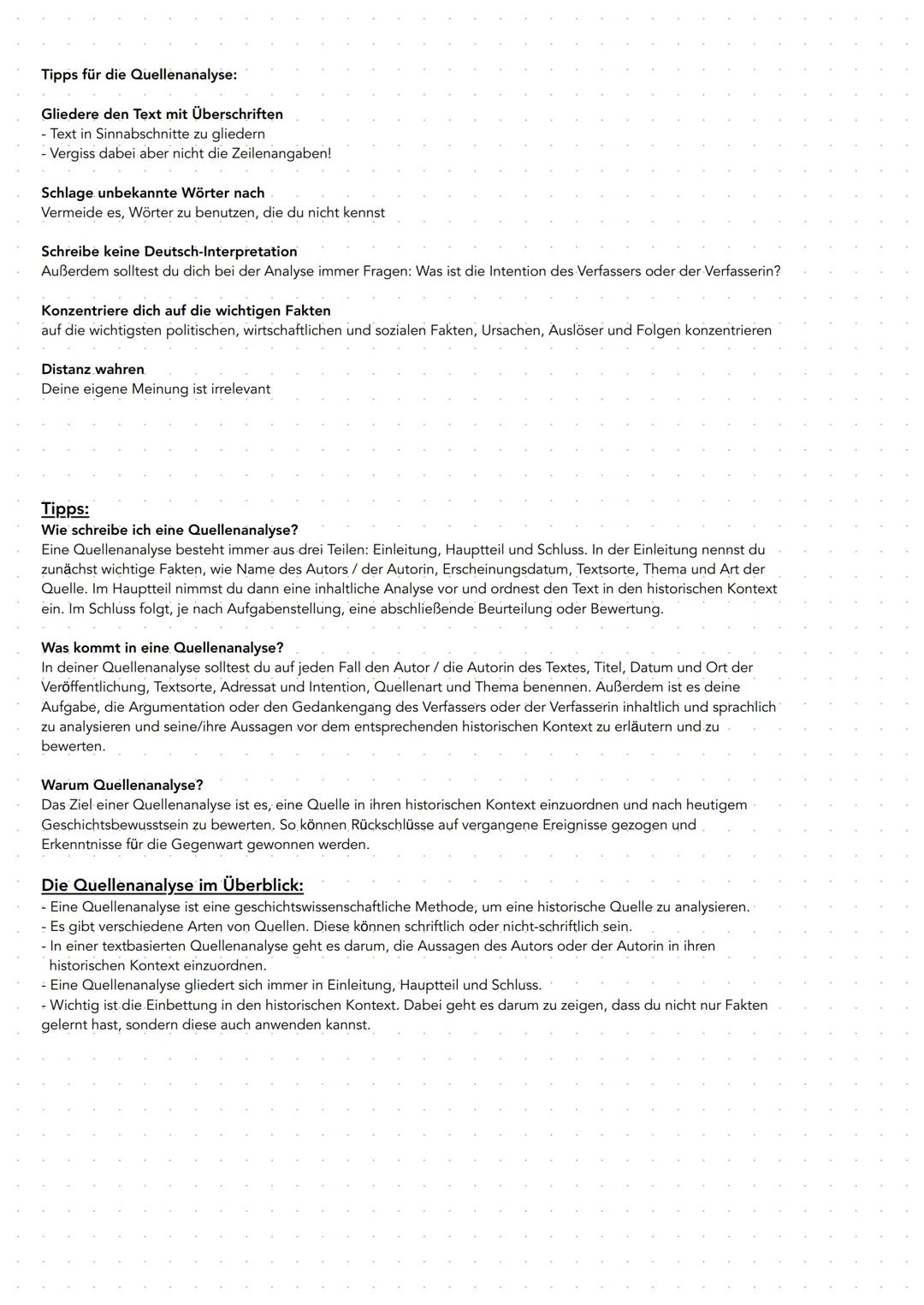 Quelleninterpretation
Was ist eine Quellenanalyse?
Eine Quellen Analyse ist eine Methode zur Untersuchung historische Dokumente. Sie umfasst