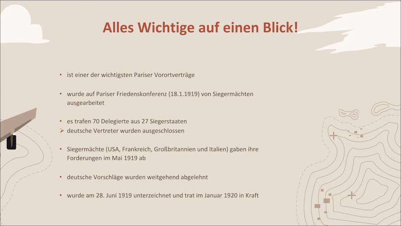 DER VERSAILLER
VERTRAG
Von Emily und Adam Gliederung
-01-
Beendigung des
Ersten Weltkriegs
-03-
Festlegung neuer
Grenzen
-02-
Inhalt und Wir