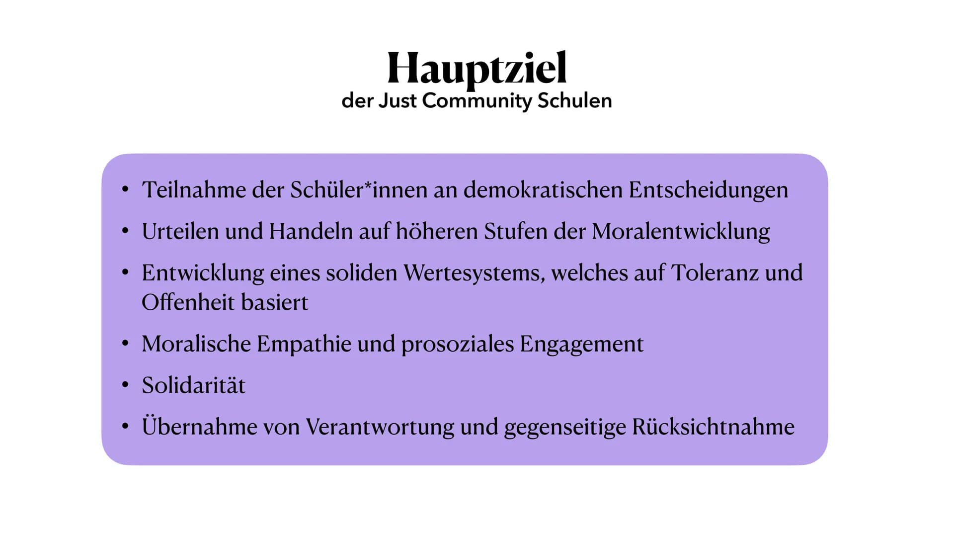 81-
Just Community Schools
nach Kohlberg
Eine Präsentation von Marie Reinhold Gliederung
1. Kohlbergs Moralentwicklung
2. Definition Just Co