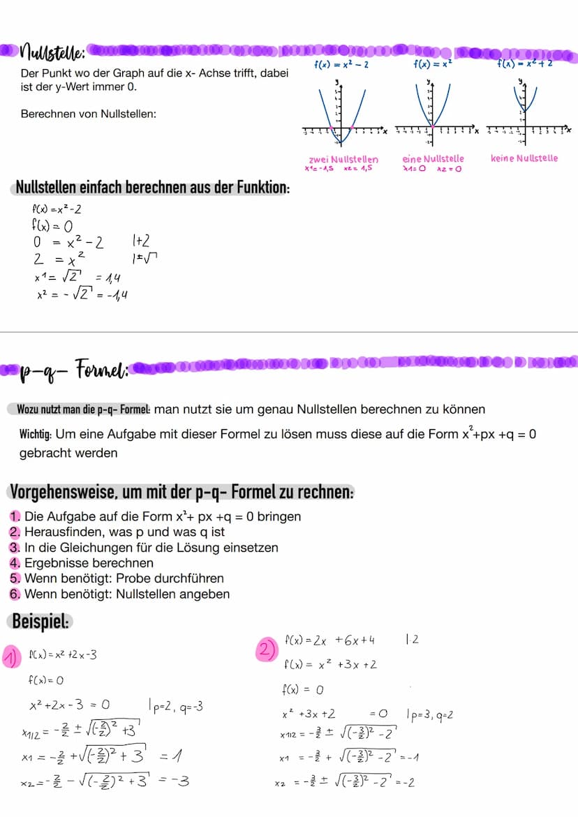 Grundlagen: D
Quadratische Funktion:
Beispiel:
QUADRATISCHE
Funktionen und Gleichungen
-2.
1
Ein paar Regeln:
1. Der Faktor "a" zeigt, ob ei