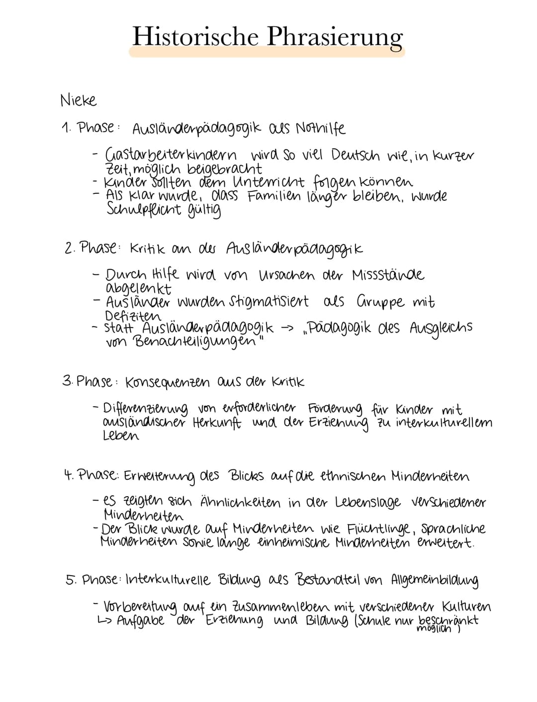 Grundlagen
10 Ziele
Historische
Phasierung
7 Disuurse
Grundrichtungen:
->Begegnung
→ Kulturen der Minder- und
Mehrheitsgesellschaft bereiche