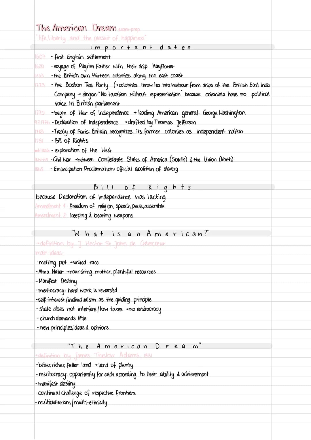 The American Dream exam-prep-
"life, liberty and the pursuit of happiness"
important
dates
1607 - first English settlement
1620 -voyage of P