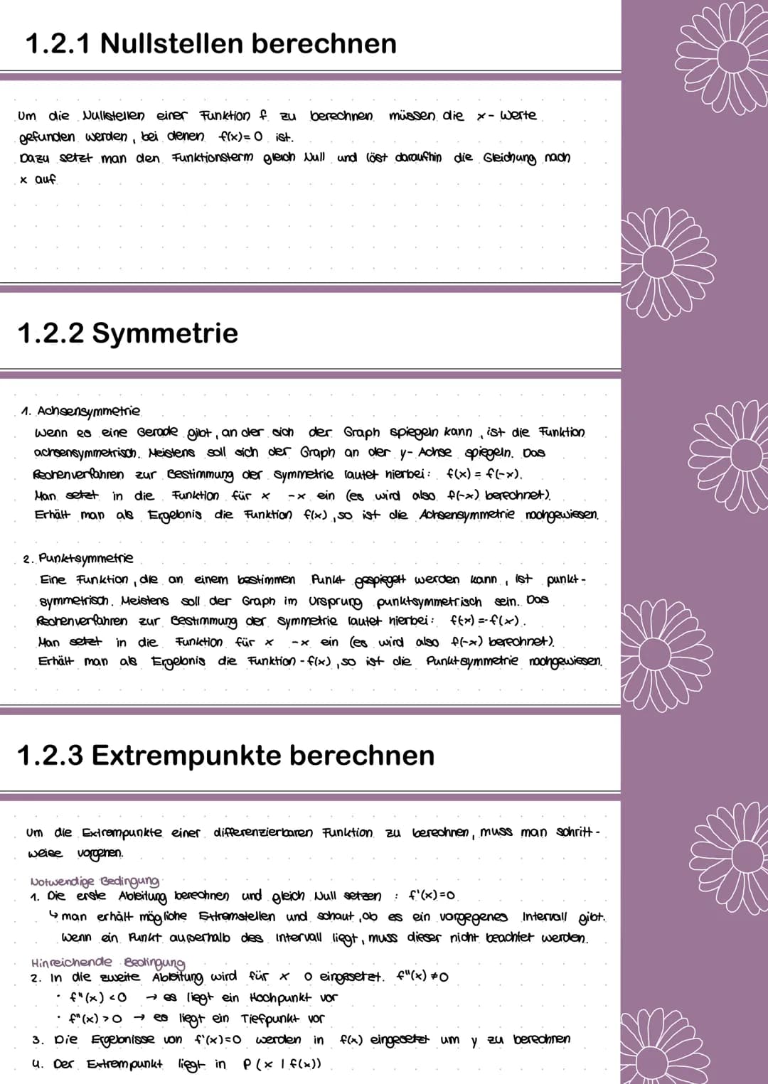 Mathe
Lernzettel
Abitur 2022 Inhaltsverzeichnis
1.Analysis
1.1 Ableitung
1.1.1 Grundlagen und Definition
1.1.2 Ableitungsregeln
1.1.3 Spezie