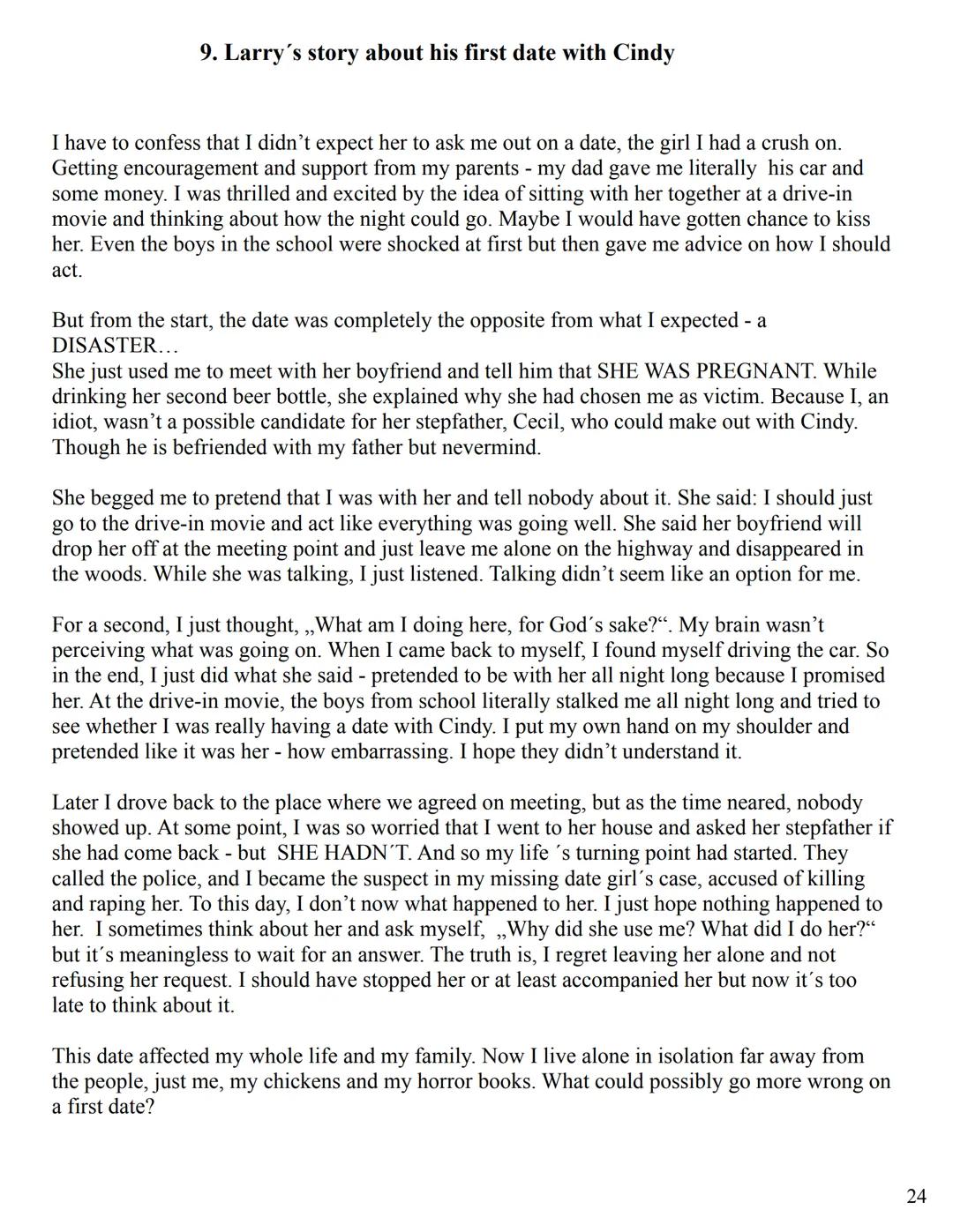 Reading Journal
- ,,Crooked
Letter, Crooked
Letter“ by Tom
Franklin Table of Contents
1. First Thoughts on the Novel (p. 1)
2. Chapter Overv