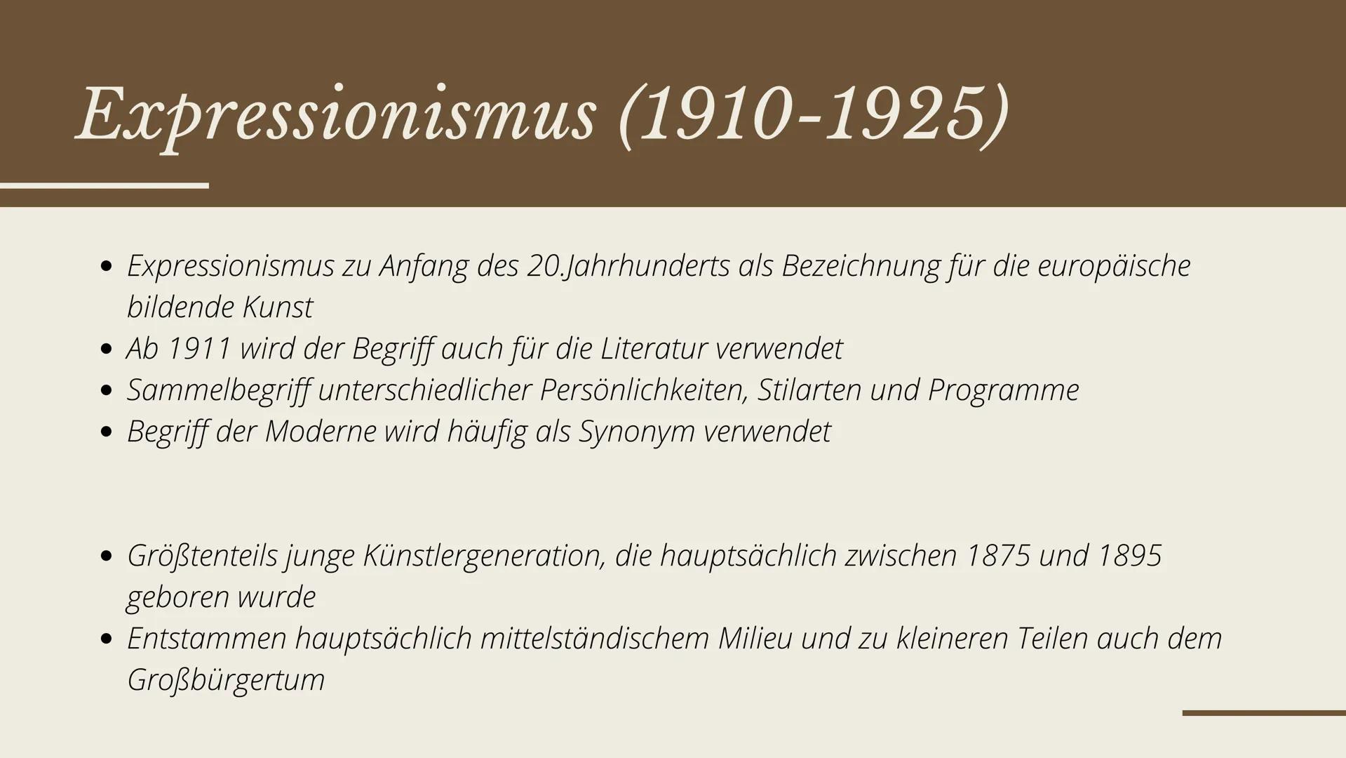 # ÜBERBLICK EINER EPOCHE

Expressionismus

Von Emma Delfs und Laeticia Schrader

on
uf da
follen, fein Tod und
t zweifeln
Blutvergießen sey 