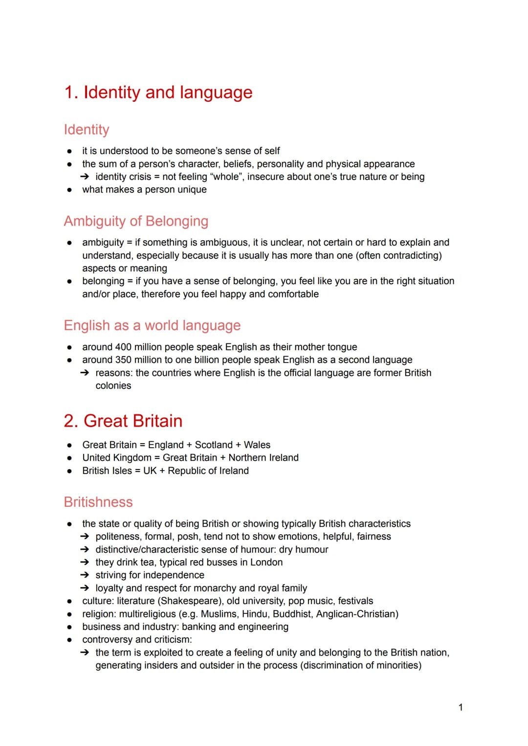 Abitur 2021
Englisch Themenübersicht
Identity and language
1.1.
Identity
1.2.
Ambiguity of Belonging
1.3.
English as a world language
Great 