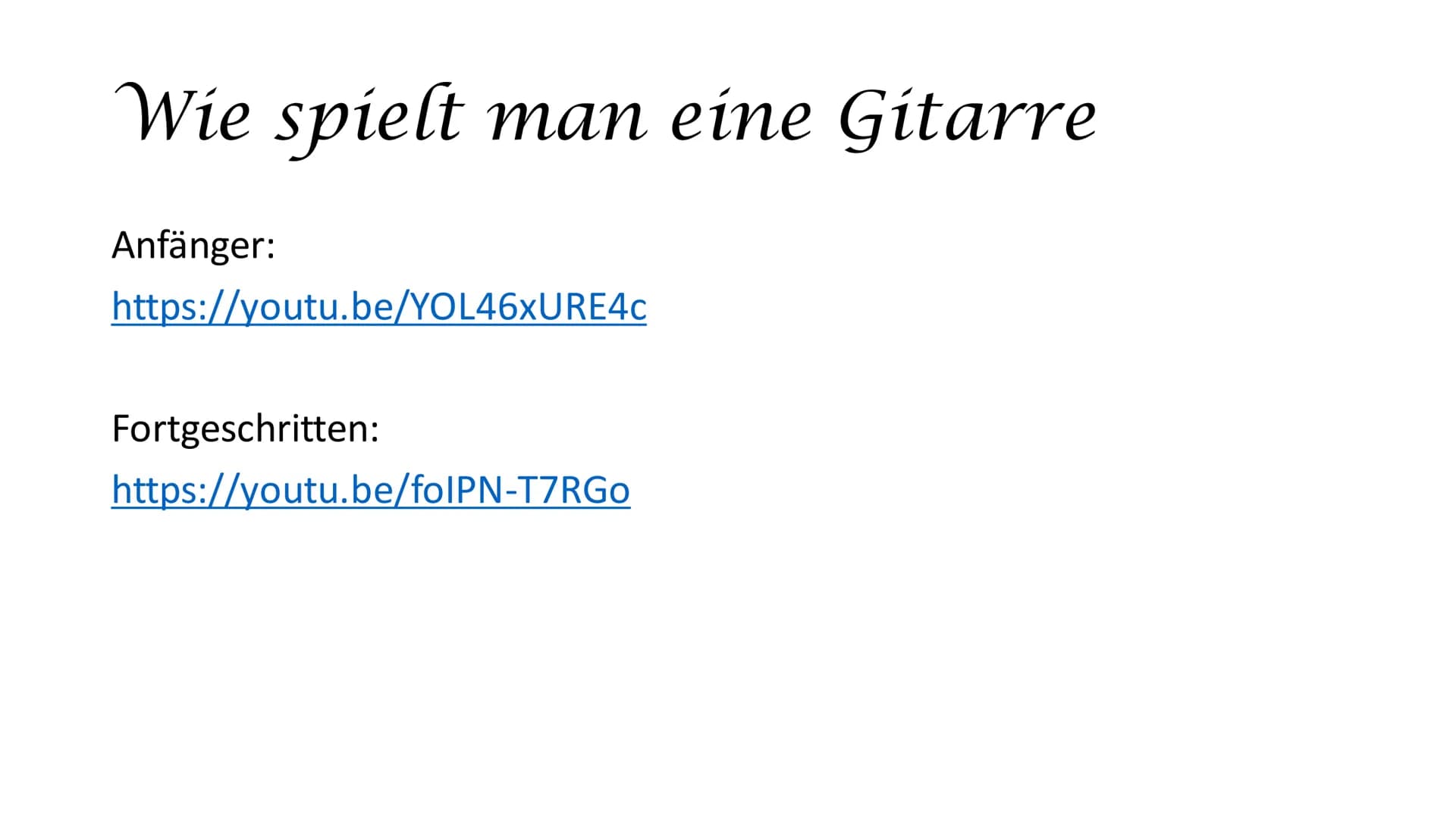 Gitarren Inhalt
• Geschichte
• Arten von Gitarren und deren Unterschiede
• Funktion
●
• Wie Spielt man eine Gitarre?
• Quiz
● Allgemein Gesc